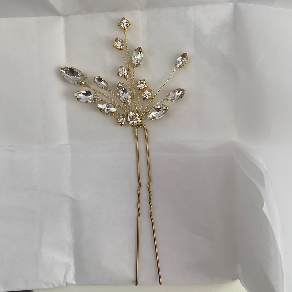 Gold Crystal Hair Pin
